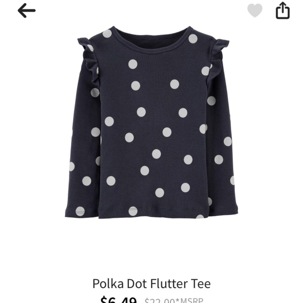 Carter’s 12M Polkadot Ruffle sleeve top